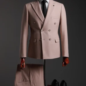 Костюм-тройка бежевого цвета с двубортным пиджаком CLASSIC BEIGE DOUBLE-BREASTED SUIT
