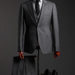 Костюм-тройка серый с тонкой полоской GREY PINSTRIPE SUIT